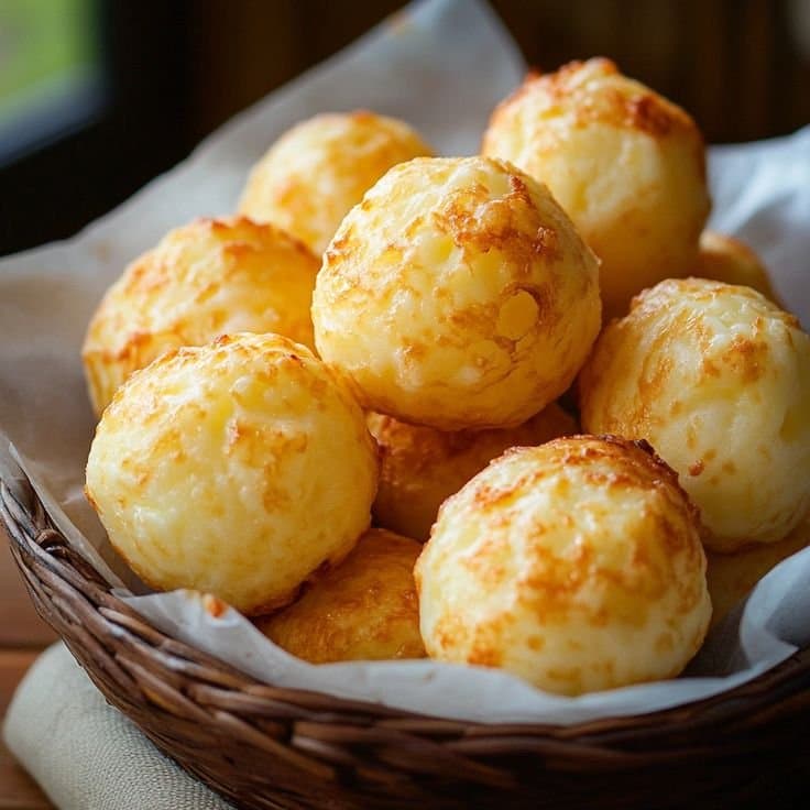 Freshly baked original pão de queijo